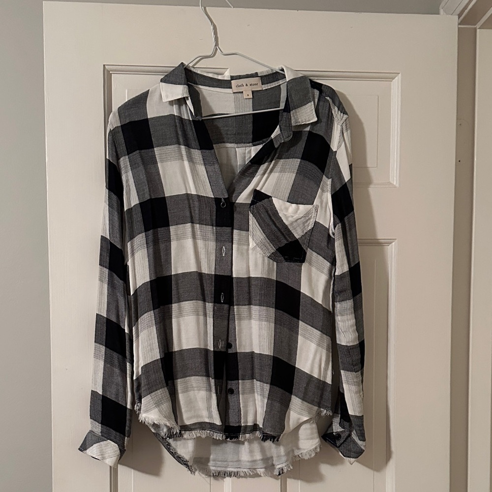 Cloth & Stone Monochrome Plaid Shirt